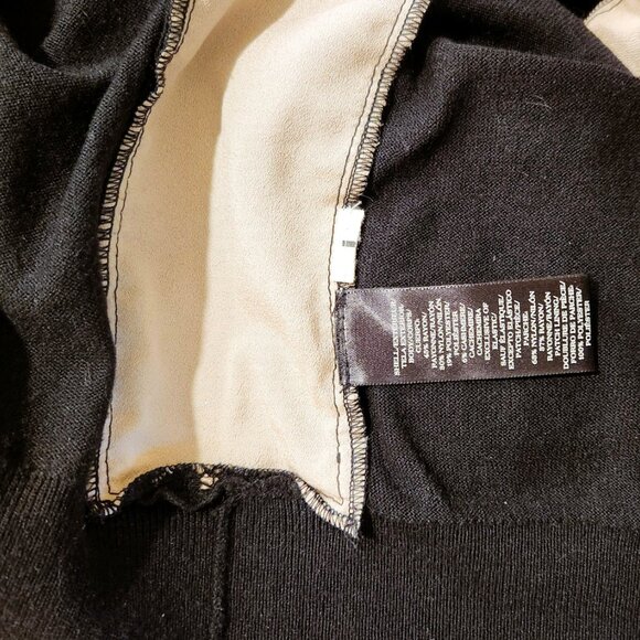 Ann Taylor Petite sz MP Black Lace Insert Bow Tie Back Top Blouse Sweater - Picture 13 of 16